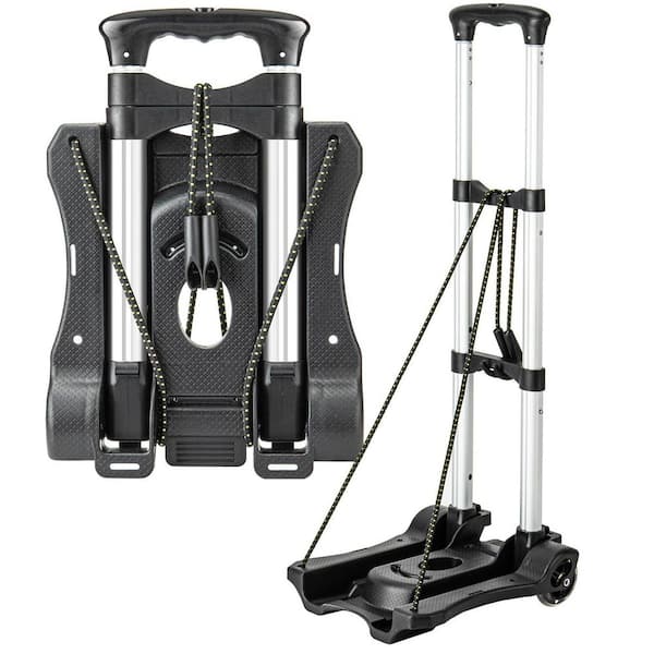 Small Folding Hand Truck Dolly with 2 Wheels, Lightweight Aluminum Foldable Luggage Cart, Collapsible Cart