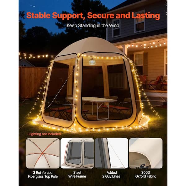SVOPES Screen House Tent, 10 x 9.2 ft., Beige, 4-8 Person Pop-Up