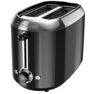 2-Slice Black Wide Slot Toaster with Temperature Control