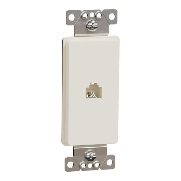 Square D X Series Light Almond 1-Gang Ethernet Datacom RJ11 4 Conductor Telephone Phone Jack Cable Wall Plate Matte