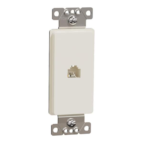 X Series 1-Gang Ethernet Datacom RJ11 4 Conductor Telephone Phone Jack Cable Metal Wall Plate Matte Light Almond