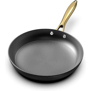 10 in. Cast Iron Long Lasting Nonstick Easy Clean Frying Pan with Stainless Steel Riveted Ergonomic Stay Cool Handle