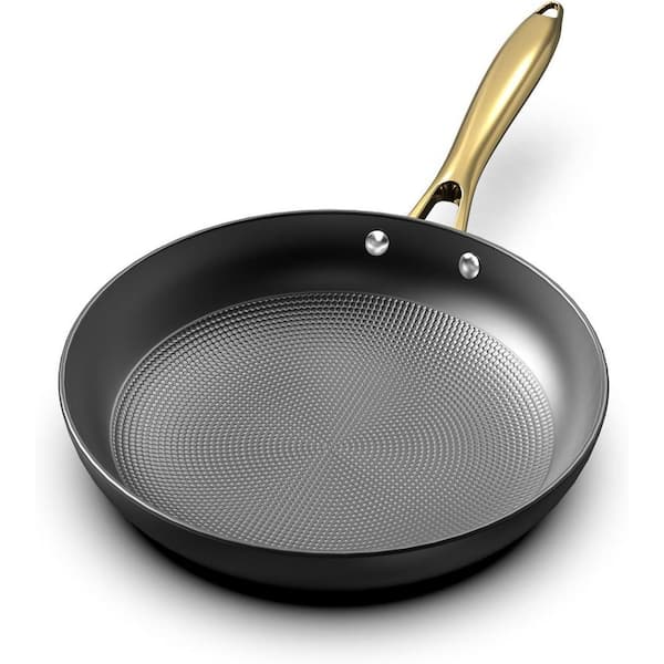 Adrinfly 10 in. Cast Iron Long Lasting Nonstick Easy Clean Frying Pan with Stainless Steel Riveted Ergonomic Stay Cool Handle