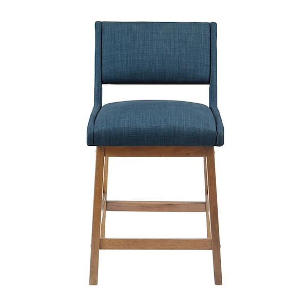 INK+IVY Boomerang 25 in. Navy Wood Counter Stool II104-0480 - The Home ...