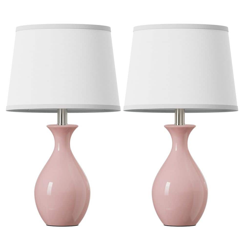 19'' Modern Pink Ceramic Table Lamps Set of 2, Small Classic Nightlight Bedside Lamps for Bedroom (Bulbs Included) price history on PriceWatchPro
