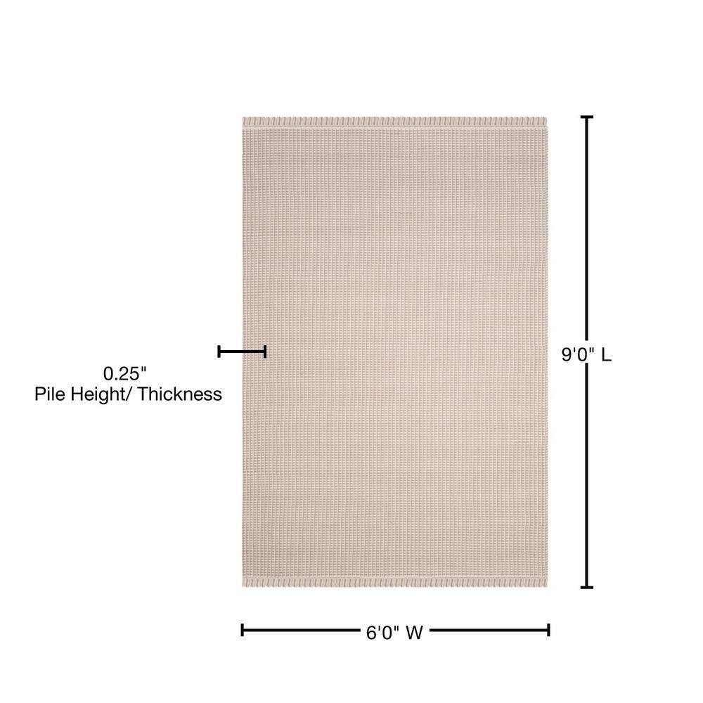 Coastal Charm Ivory and Grey Cotton 6' x 9' Handwoven Rug