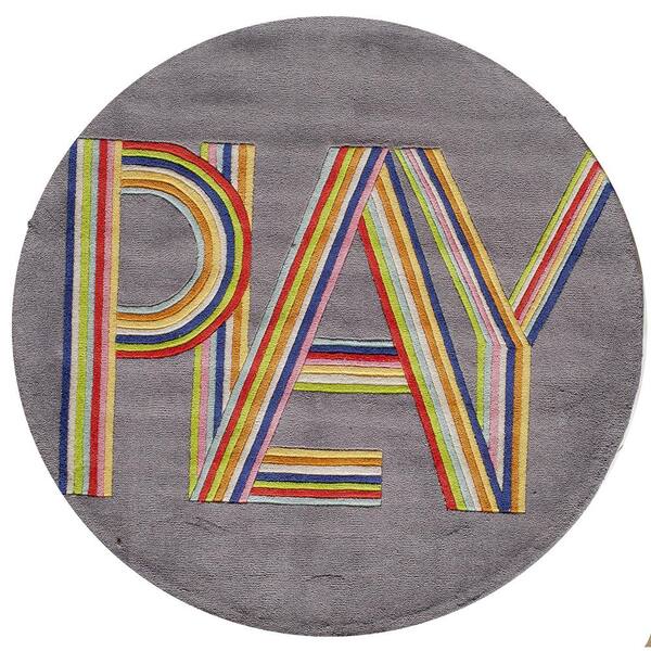 Momeni Lil Mo Hipster Play Pink 5 ft. x 5 ft. Indoor Kids Round Area Rug