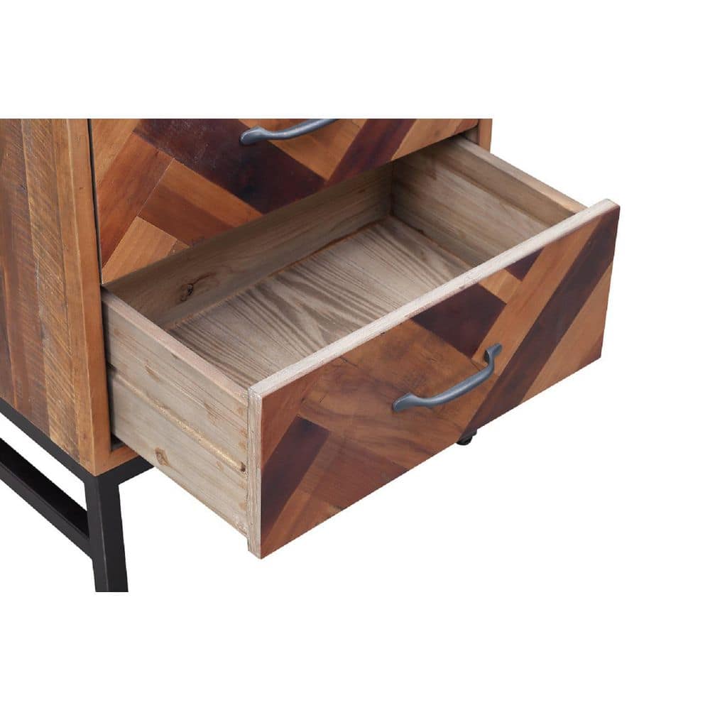 Benton Natural Oak Wood Chevron Pattern 3-Drawer Nightstand
