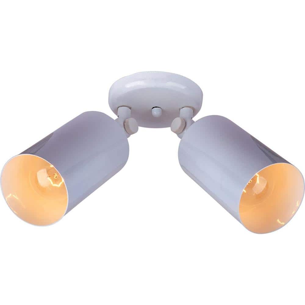 White Aluminum 2-Light Directional Flood Flush Mount