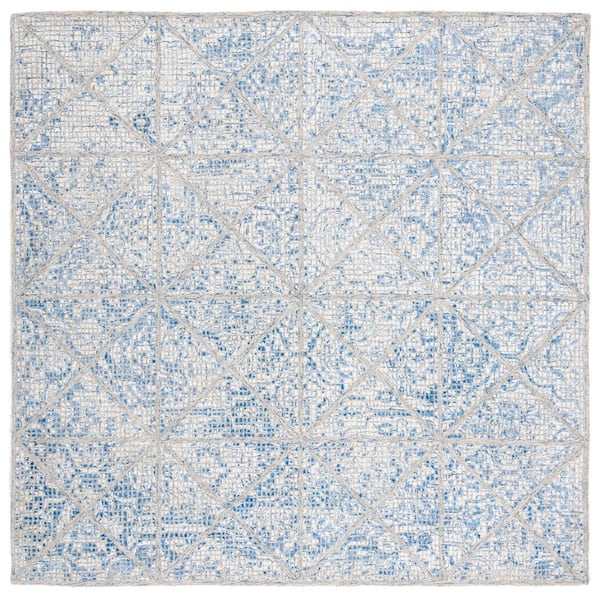Artistry 7 ft. x 7 ft. Blue/Natural Ornamental Diamond Square Area Rug