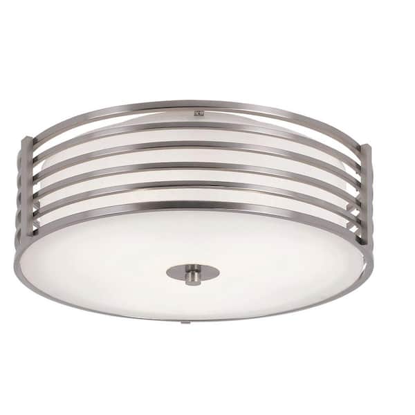 Bel Air Lighting Cabernet Collection 3-Light Brushed Nickel Semi-Flush Mount Light with White Frosted Shade