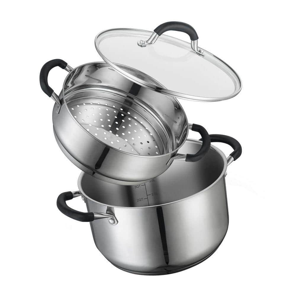 STOCK POT 36cm ステンレス鍋 33L Stainless Steel Stock Pot 6 qt. with Steamer, Multipurpose