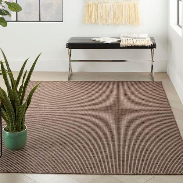 Positano Natural 5 ft. x 7 ft. Solid Modern Indoor/Outdoor Patio Area Rug