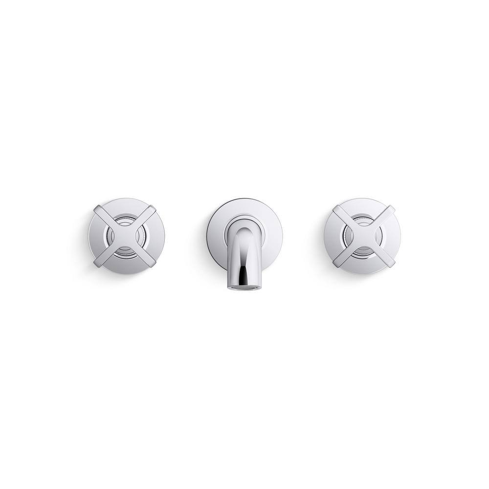 Polished Chrome Wall-Mount Bath Faucet with Cross Handles