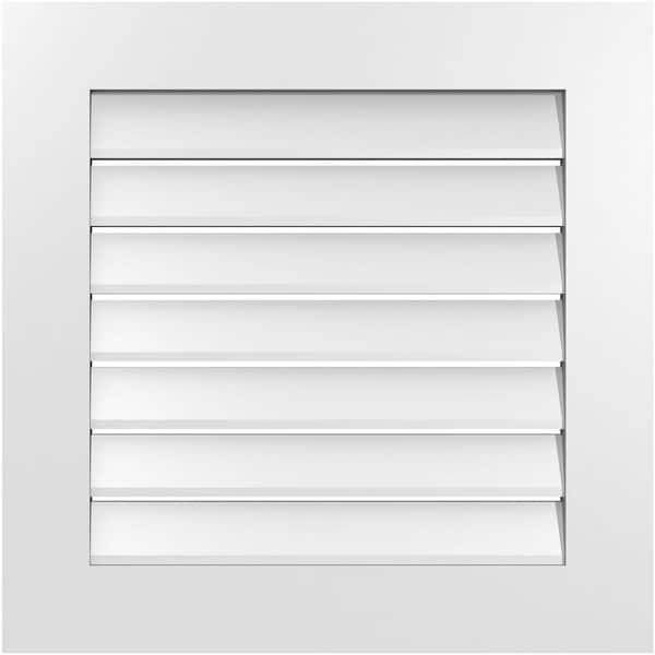 Ekena Millwork 26 in. x 26 in. Vertical Surface Mount PVC Gable Vent: Functional with Standard Frame
