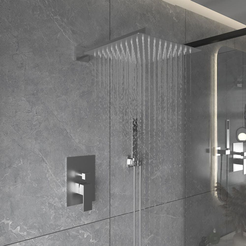 10 Inch Brushed Nickel Square Rain Shower Combo Set
