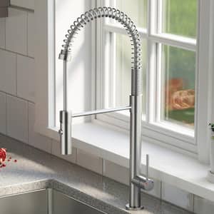 Bluffton Single Handle Pull Down Sprayer Kitchen Faucet with Matching Soap Dispenser in Stainless Steel