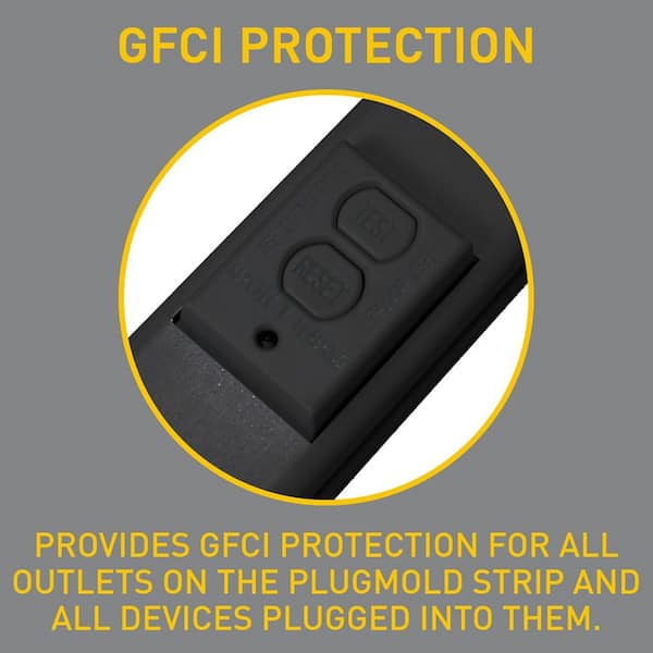 Wiremold Plugmold 5 ft. 9-Outlet GFCI Multi-Outlet Strip with Tamper Resistant Receptacles, Black