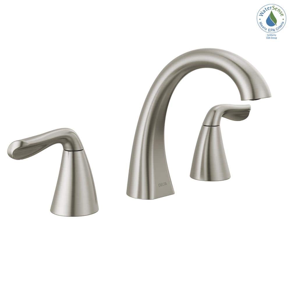 Delta Arvo 6.31" SpotShield Brushed Nickel Widespread Bathroom Faucet