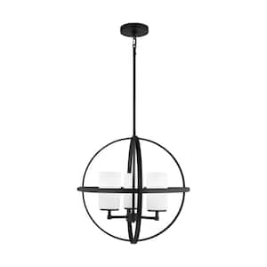 Alturas 3-Light Midnight Black Modern Hanging Globe Chandelier with LED Bulbs