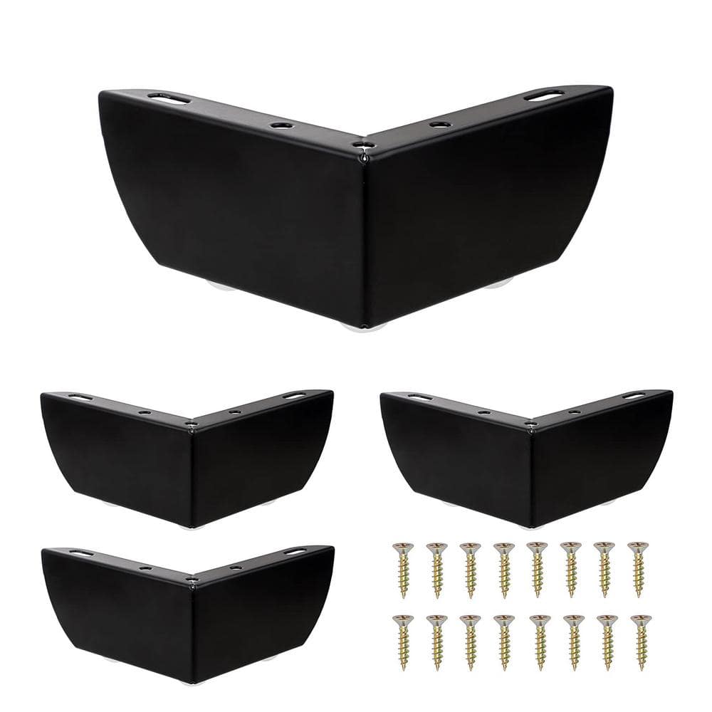 Black metal furniture sofa cabinet legs in V-shape view.
