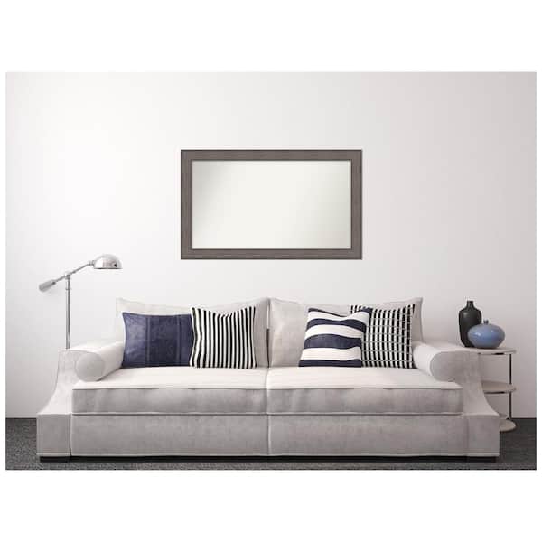 Amanti Art Medium Rectangle Distressed Brown Modern Mirror (29.25 in. H x 48.25 in. W)