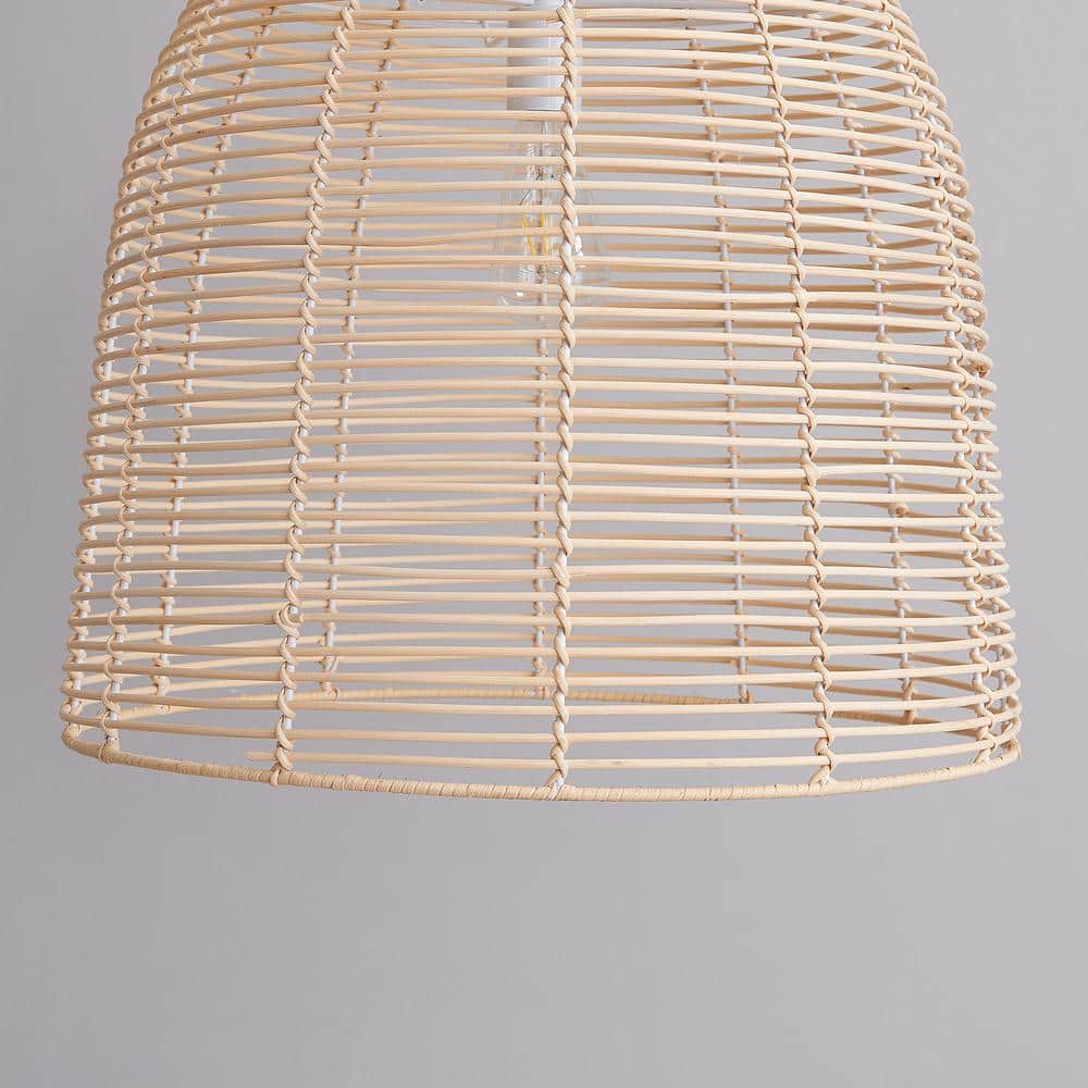 Formosa 20" Natural Rattan Cage Pendant Lamp with Warm Glow