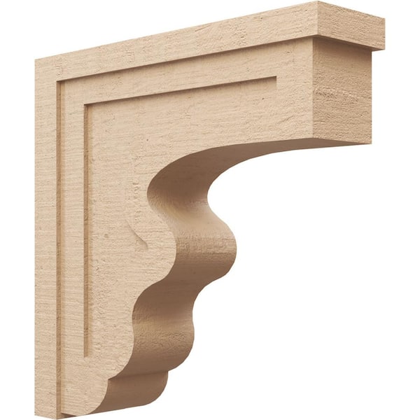 Ekena Millwork 8 in. x 32 in. x 32 in. Thin Highland Rough Cedar Woodgrain TimberThane Corbel, Primed Tan