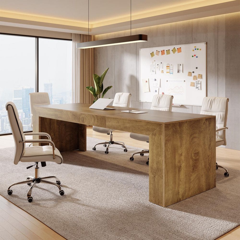 Moronia 78.7 in. Rectangle Oak Brown Wooden Executive Desk, Extra Long Conference Seminar Table Desk for Home Office