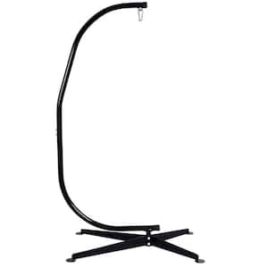 6.8 ft. Metal C Frame Hammock Stand Swing Chair Patio Garden in Black