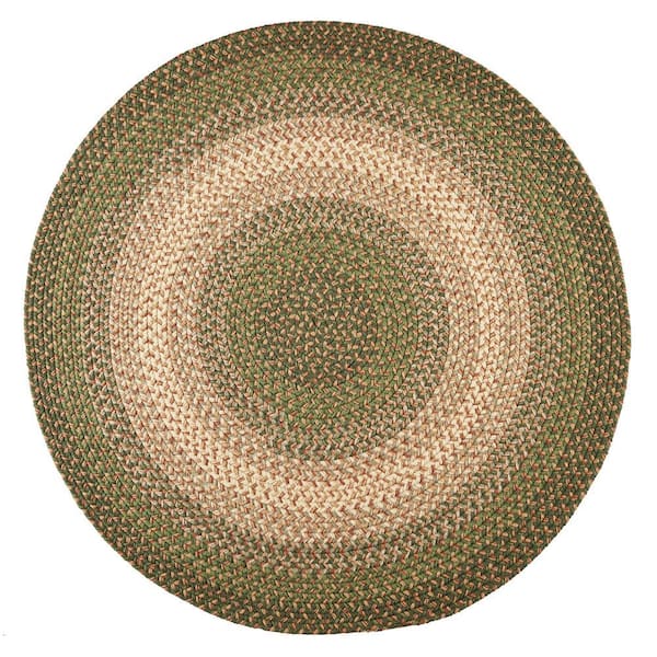 Ombre Herb Garden 6 ft. x 6 ft. Round Indoor/Outdoor Braided Area Rug