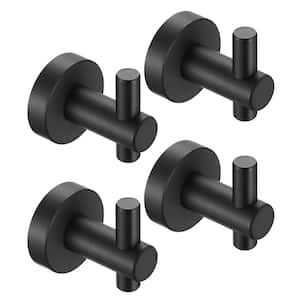 Gluon 4 Pack J-Hook Robe/Towel Hook with Screws in Matte Black