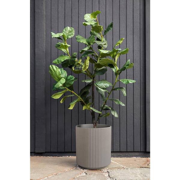 Veradek Demi Large Gray Plastic Round Planter with Drainage Holes