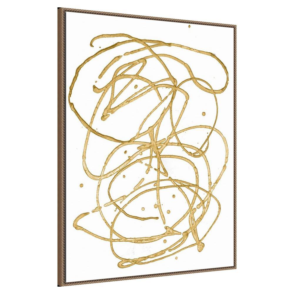 Gold Abstract Beaded Perimeter Framed Canvas Wall Art, 32 x 42