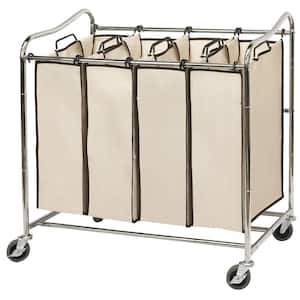 32.3 in. W x 17.5 in. D x 33 in. H Fabric Laundry Basket Hamper with Wheels Chrome