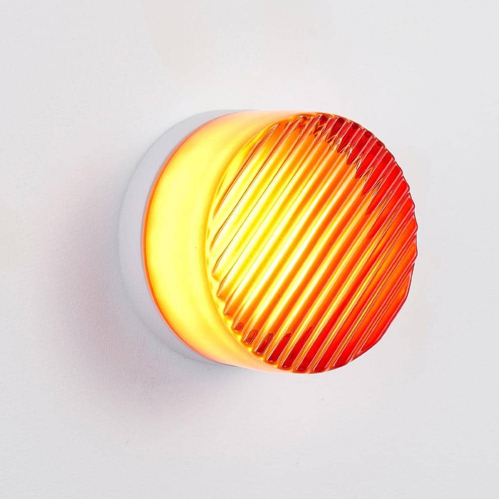 1-Pack 5.1 in 8W 850lm Red LED Indoor Wall Sconce with Striped Glass Surface price history on PriceWatchPro