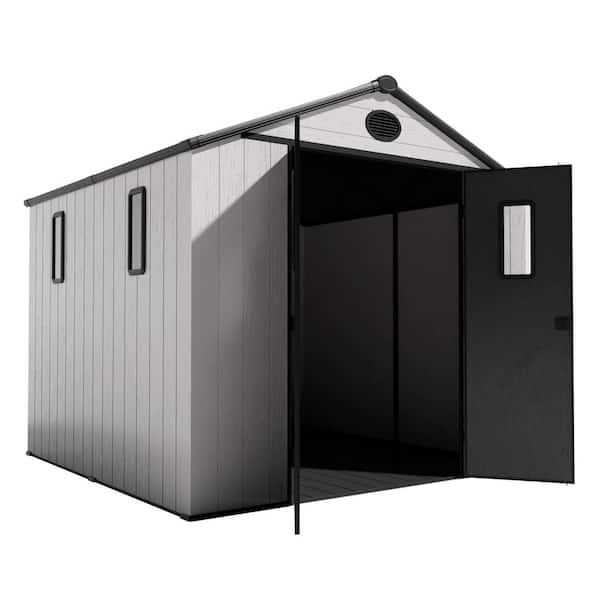 8-ft x 8-ft Outdoor Storage Kick-it White Gable Resin Storage Shed (63.5 sq. ft. )
