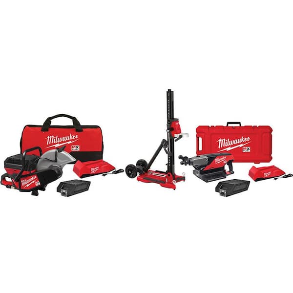 Milwaukee MX FUEL Lithium-Ion Cordless 14 in. Cut Off Saw Kit and MX FUEL Lithium-Ion Cordless Handheld Core Drill Kit with Stand