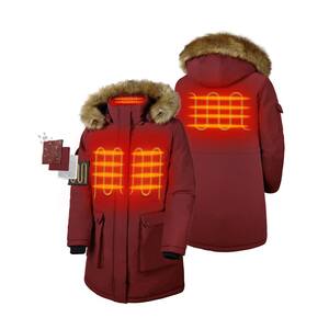Women's Small Red 7.38-Volt Lithium-Ion Thermolite Heated Parka Jacket with One 4.8 Ah Battery and Charger
