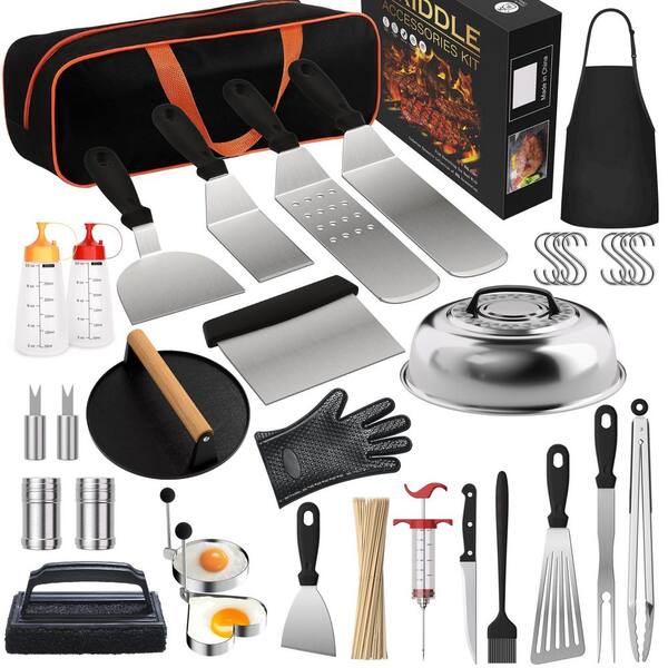 134-Piece Stainless Steel Griddle Accessories Kit with Melting Dome, Burger Press, Grill Tools Set for BBQ
