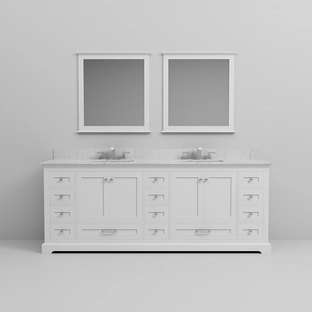 White Double Freestanding Vanity with Ample Storage