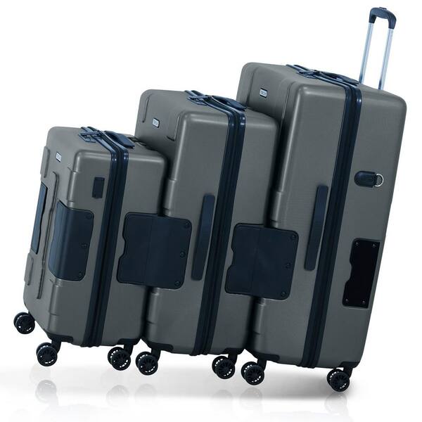 TACH V3 3-Piece Gray Hard Shell Rolling Travel Suitcase Luggage Set with Wheels