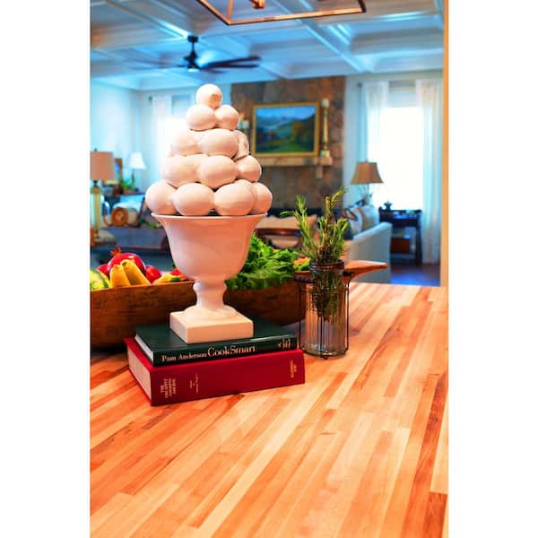 6 ft. L x 36 in. D Unfinished Cherry Solid Wood Butcher Block Countertop Island with Square Edge