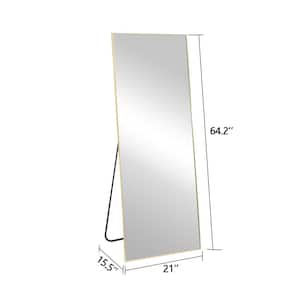 64.2 in. W x 21 in. H Right-angled Gold Framed Aluminum Bathroom Vanity Mirror in Silver