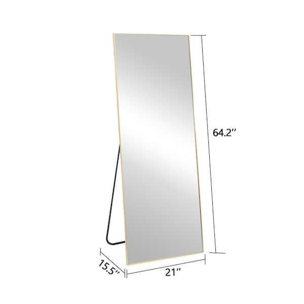 64.2 in. W x 21 in. H Right-angled Gold Framed Aluminum Bathroom Vanity Mirror in Silver