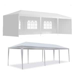 10 ft. x 30 ft. Outdoor Garden Gazebo Wedding Party Tents Canopy Marquee with 5 Removable Sidewalls, White