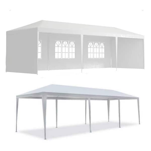 ToolCat 10 ft. x 30 ft. Outdoor Garden Gazebo Wedding Party Tents Canopy Marquee with 5 Removable Sidewalls, White