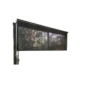 8 ft. x 6 ft. Black Polyethylene Sunscreen Roll Up Blind, Window Sun Shade in Black