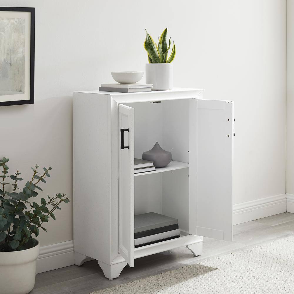White Wooden Bathroom Accent Cabinet with Adjustable Shelving