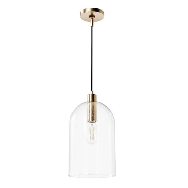Hunter Lochmeade 60-Watt 1-Light Alturas Gold Island Pendant Light with Clear Seeded Glass Shade, Bulb Not Included